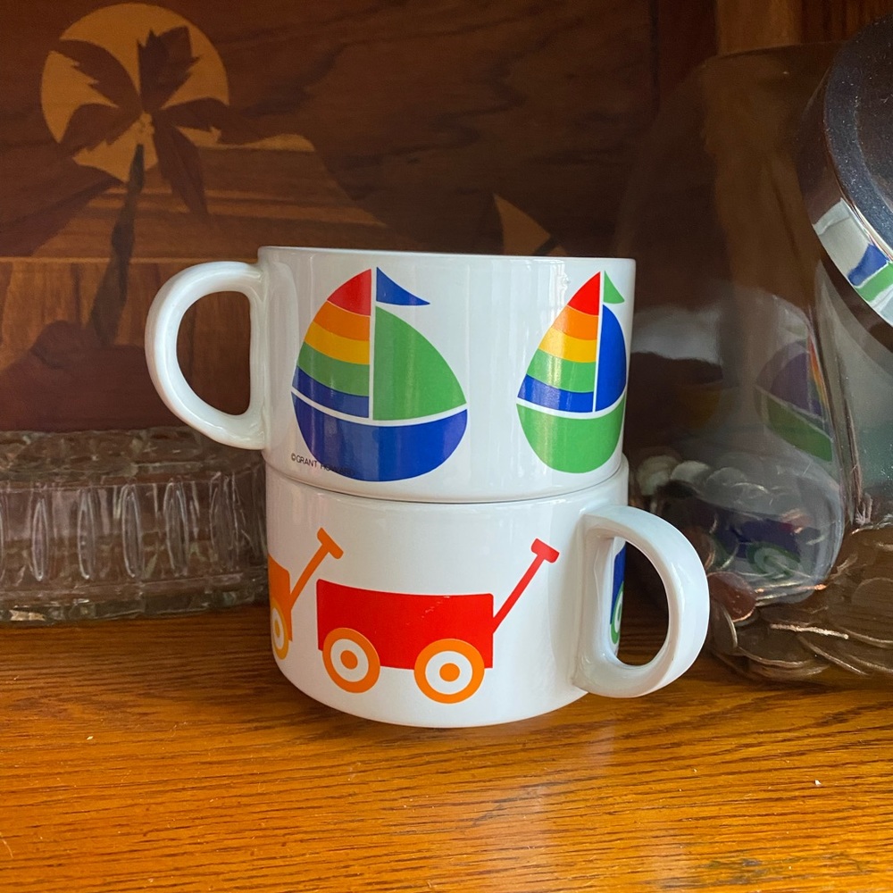 Grant Howard Childrens Toy Pattern Soup Bowls Set of 2